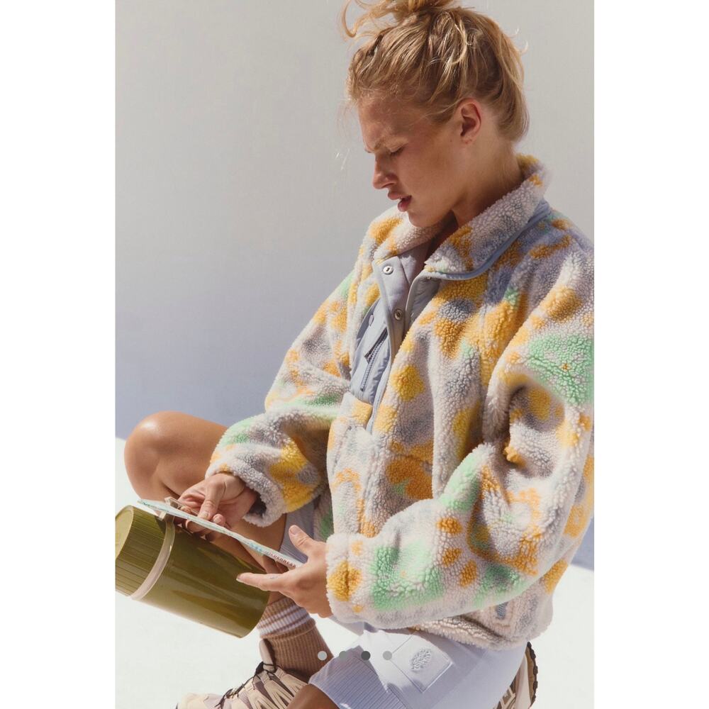 NWT free people hit the slopes printed fleece pullover lily pad combo - Picture 5 of 8